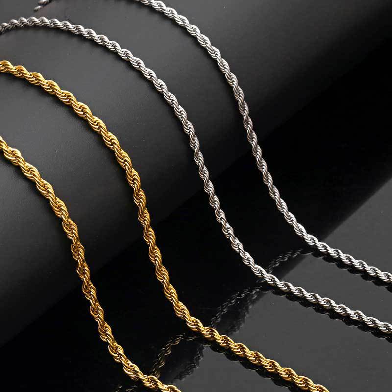 Elegant 18K Gold Twist Steel Necklace